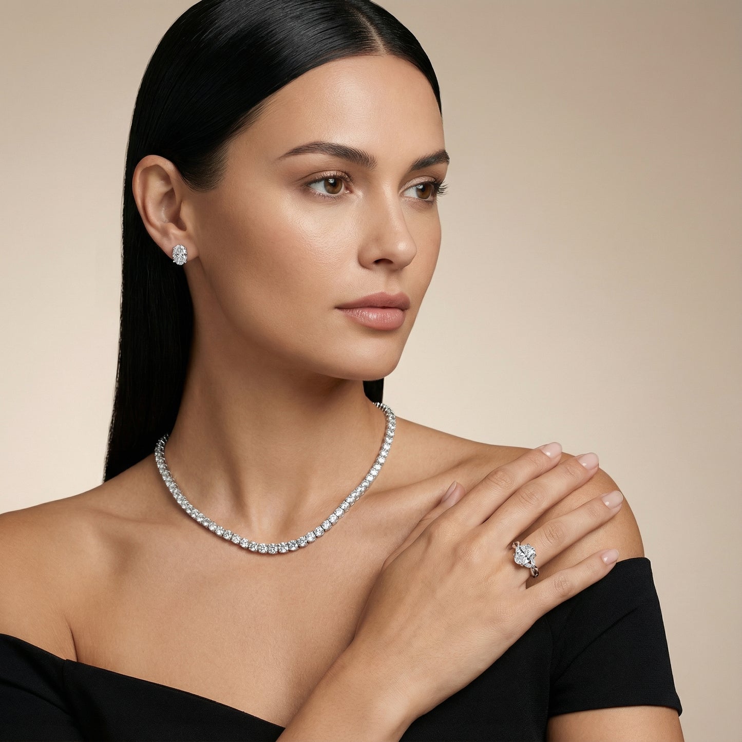 Oval Cut Lab Grown Diamond Twisted Engagement Ring in Silver