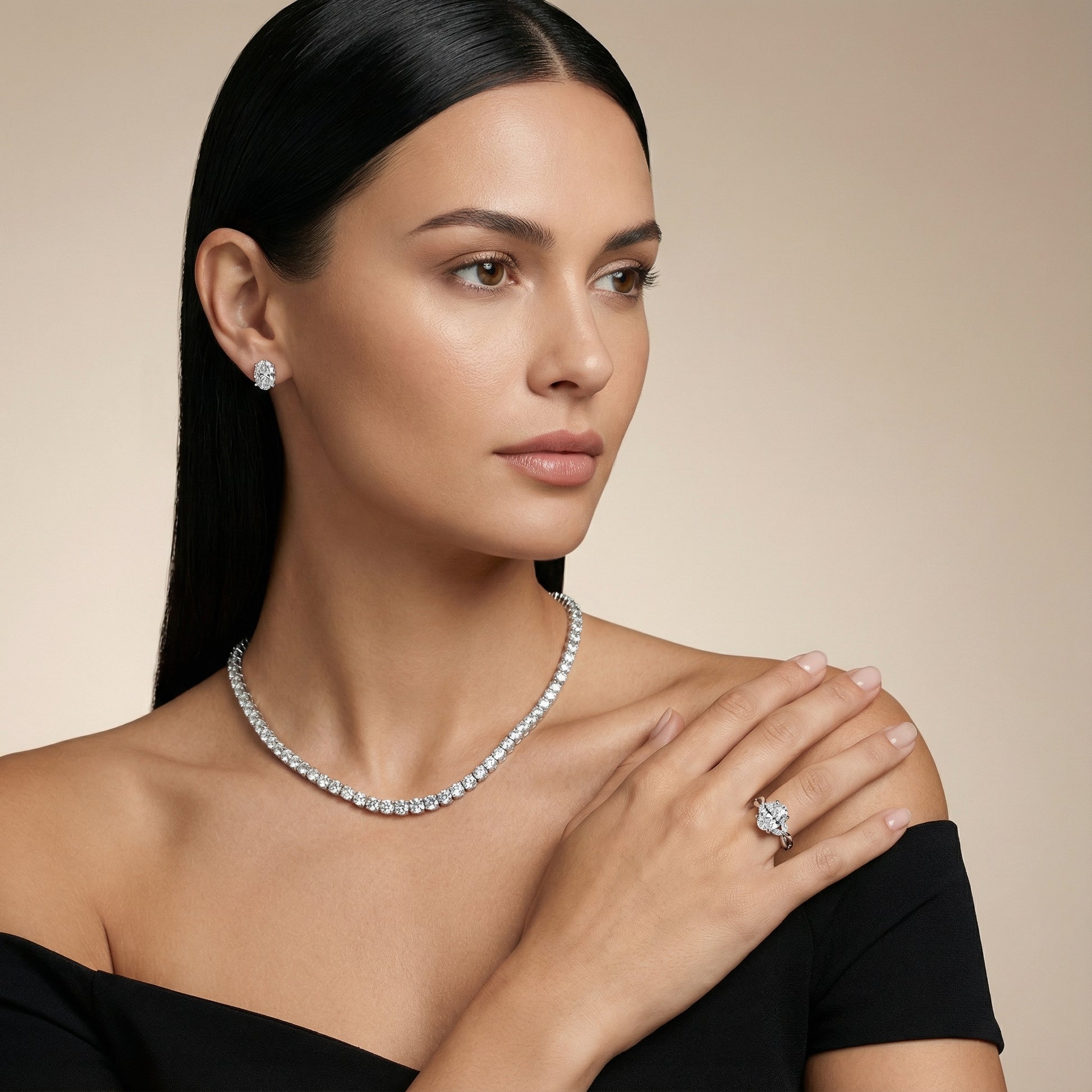 Oval Cut Lab Grown Diamond Twisted Engagement Ring in Silver