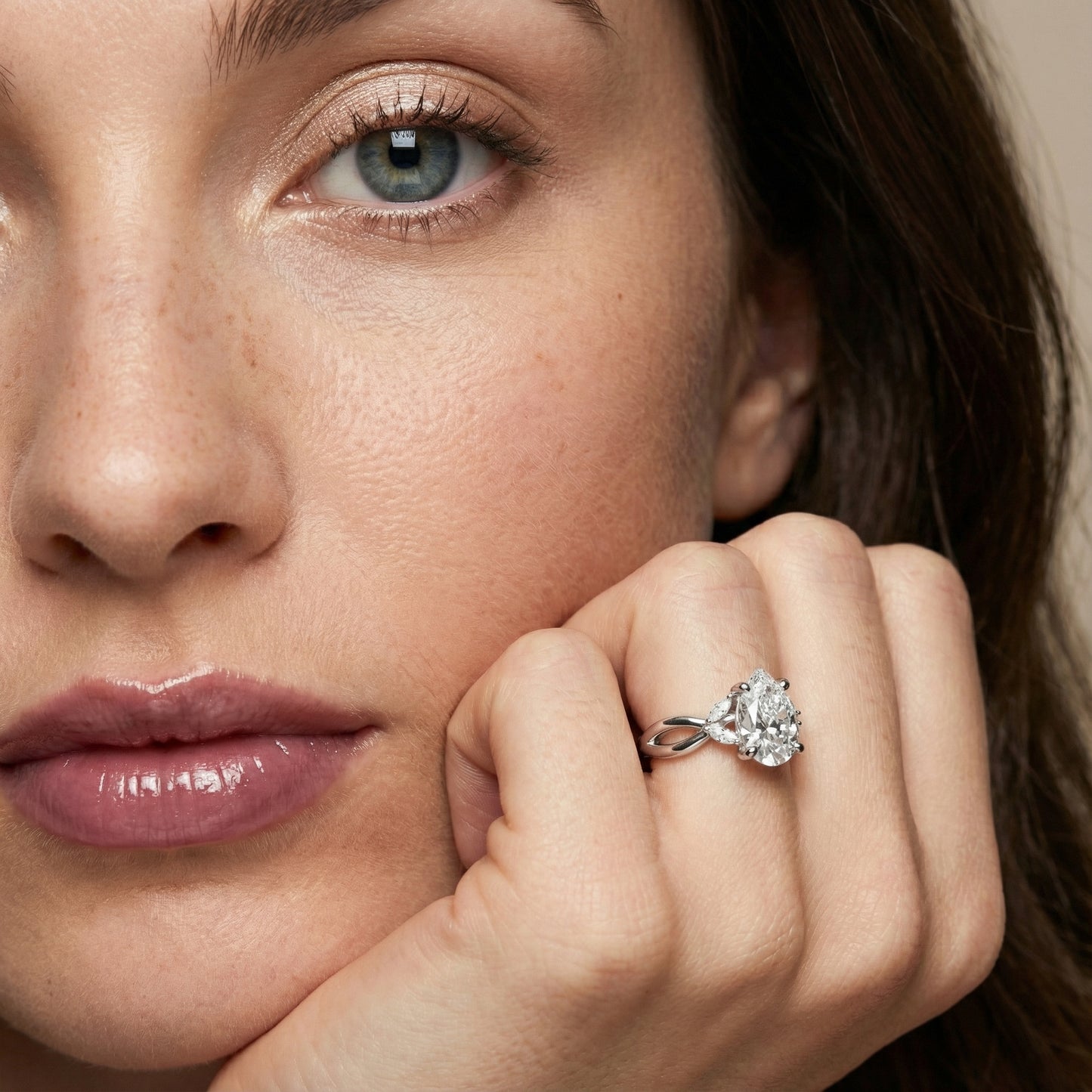 Pear Cut Lab Grown Diamond Twisted Engagement Ring in Platinum