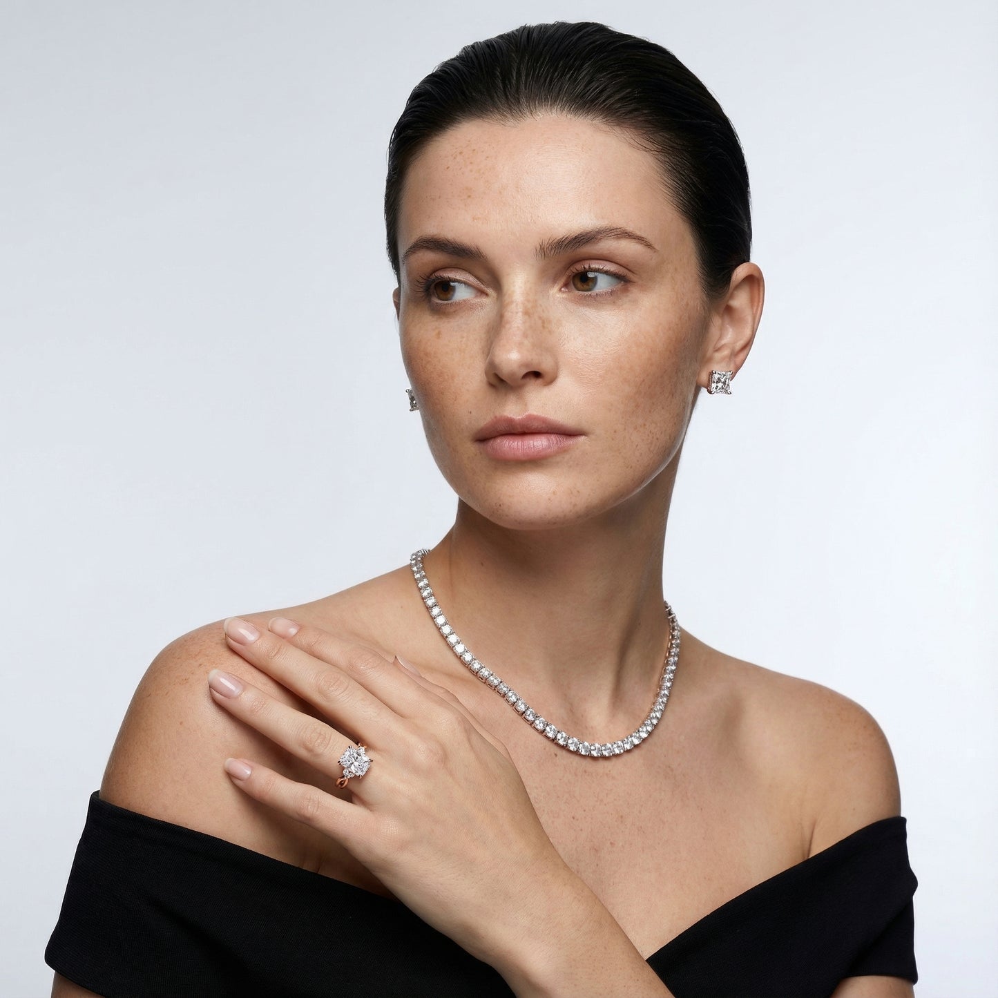 Radiant Cut Lab Grown Diamond Engagement Ring with Marquise Side Stones in Rose Gold with Twisted Band