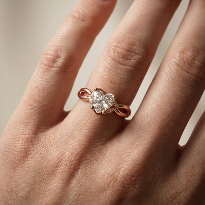 Heart Cut Lab Grown Diamond Engagement Ring with Twisted Shank in Rose Gold