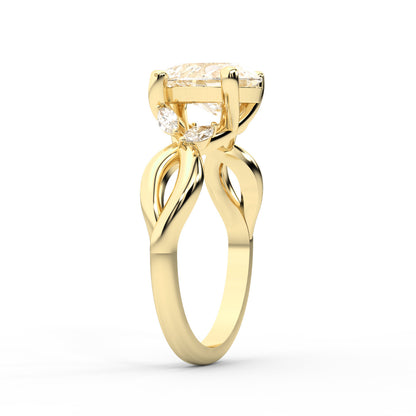 Pear Cut Lab Grown Diamond Twisted Engagement Ring in Yellow Gold