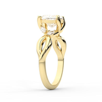 Heart Cut Lab Grown Diamond Engagement Ring with Twisted Shank in Yellow Gold