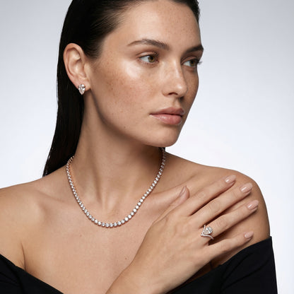 Pear Cut Lab Grown Diamond Engagement Ring in Rose Gold with side stone accents