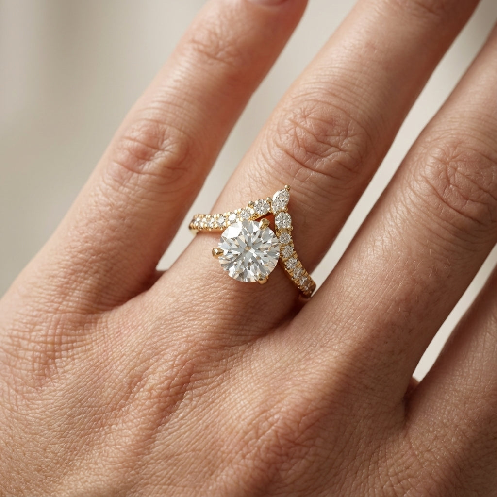 Round Cut Lab Grown Diamond Isabella Legacy Engagement Ring in Yellow Gold