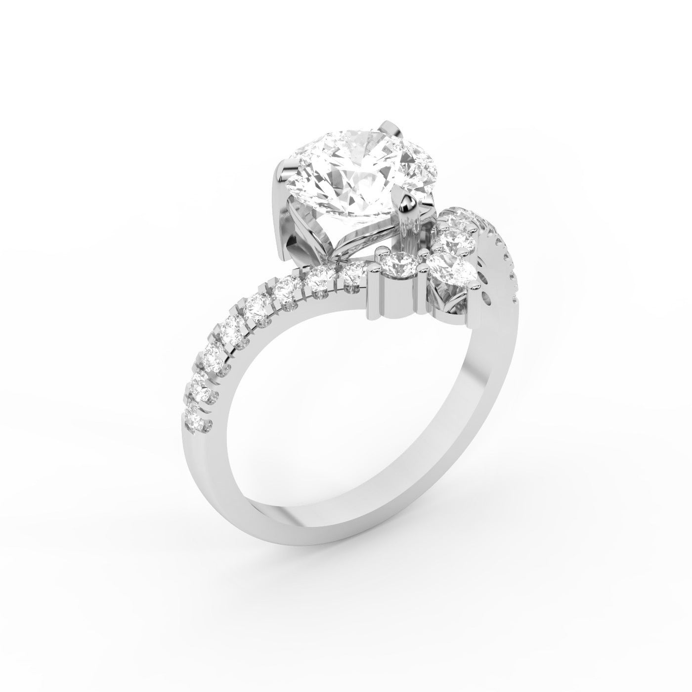 Round Cut Lab Grown Diamond Isabella Legacy Engagement Ring in Silver