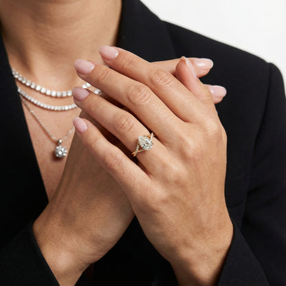 Pear Cut Lab Grown Diamond Engagement Ring with Twisted Band in Yellow Gold