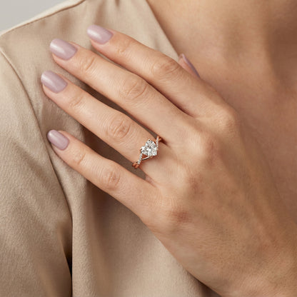 Heart Cut Lab Grown Diamond Engagement Ring with Twisted Band in Rose Gold