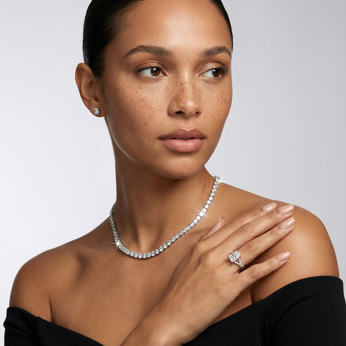 Radiant Cut Lab Grown Diamond Engagement Ring with Twisted Pavé Band in Silver