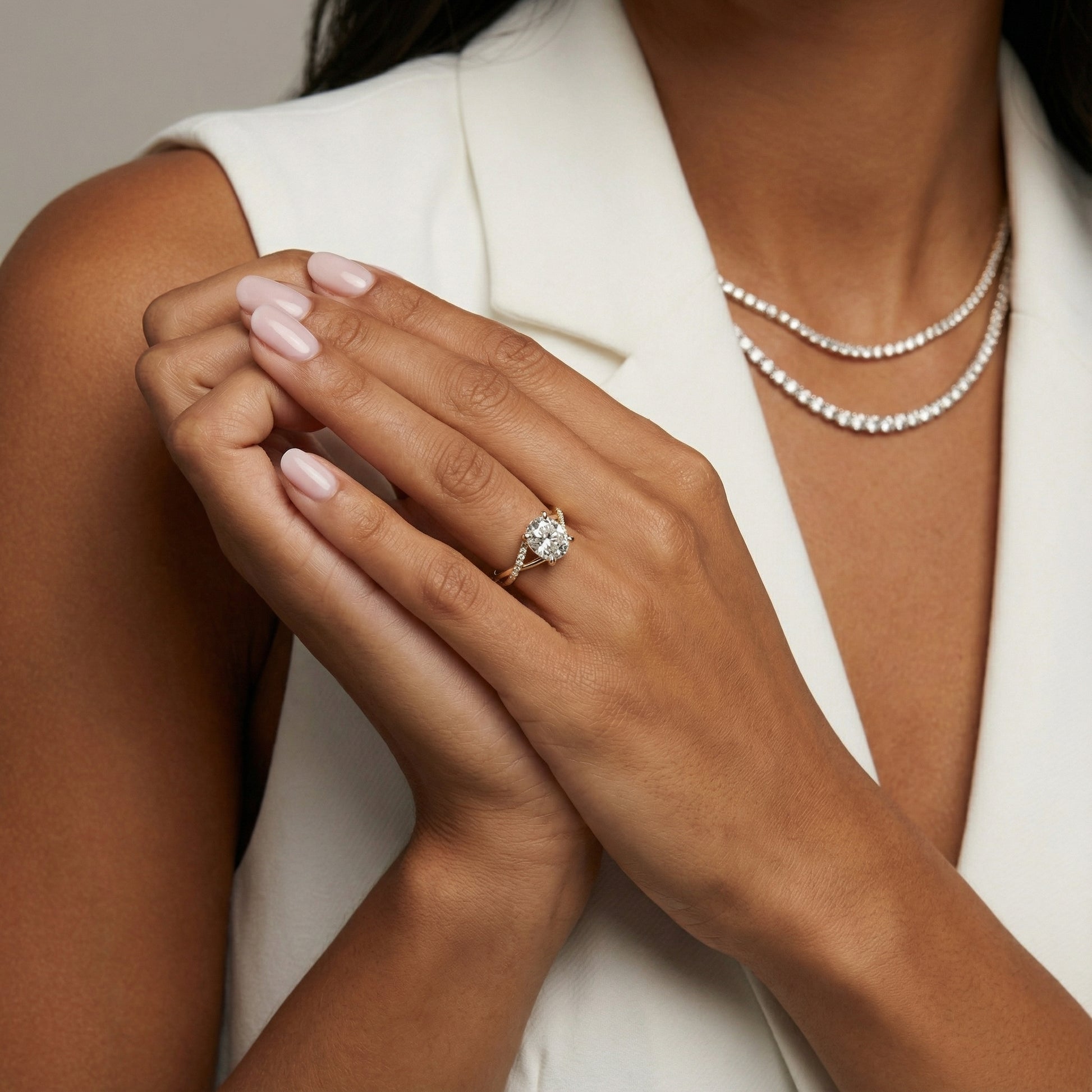 Cushion Cut Lab Grown Diamond Engagement Ring with Twisted Shank in Yellow Gold