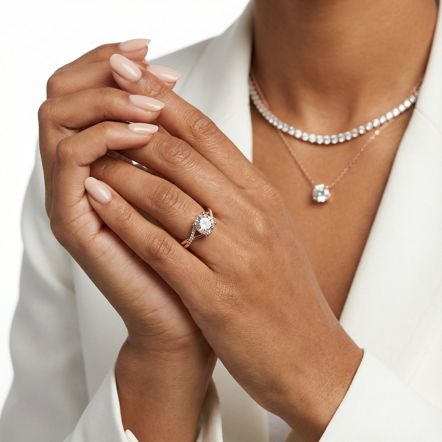 Cushion Cut Lab Grown Diamond Engagement Ring with Twisted Shank in Rose Gold