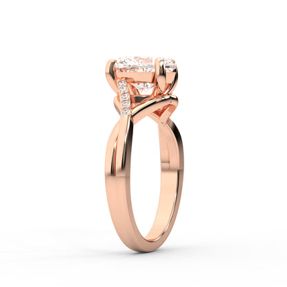 Heart Cut Lab Grown Diamond Engagement Ring with Twisted Band in Rose Gold