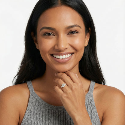 Asscher Cut Lab Grown Diamond Three Stone Engagement Ring in Yellow Gold setting