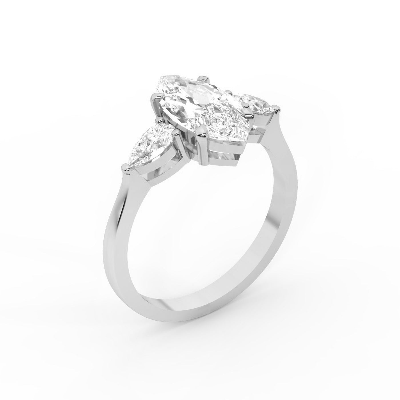 Grace Three Stone Marquise Cut Lab Grown Diamond Engagement Ring in Platinum