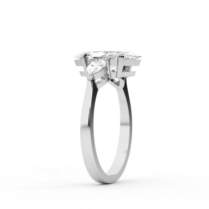 Grace Three Stone Marquise Cut Lab Grown Diamond Engagement Ring in Platinum