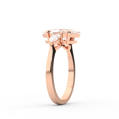 Grace Three Stone Marquise Cut Lab Grown Diamond Engagement Ring in Rose Gold
