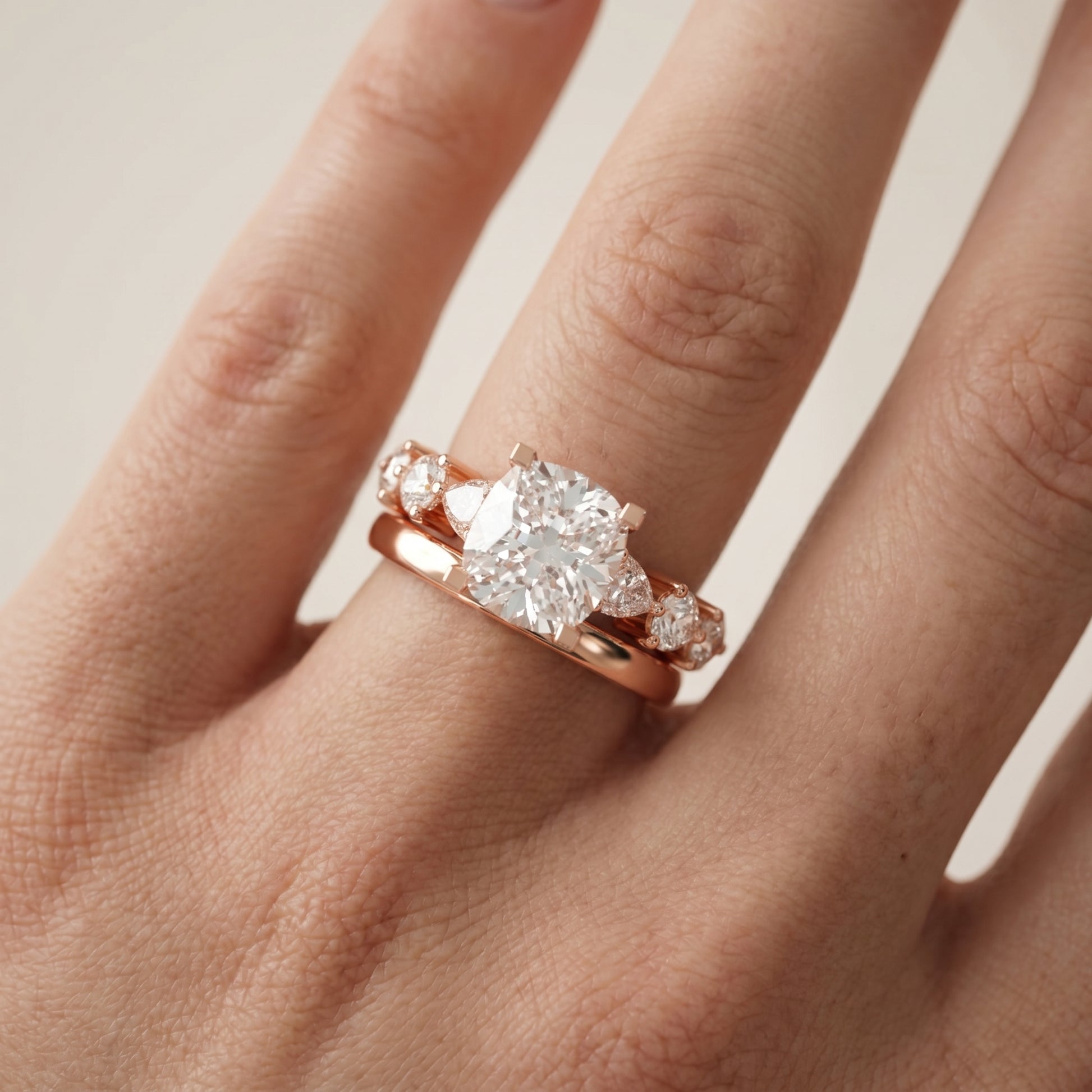 Cushion Cut Lab Grown Diamond Ring in Rose Gold
