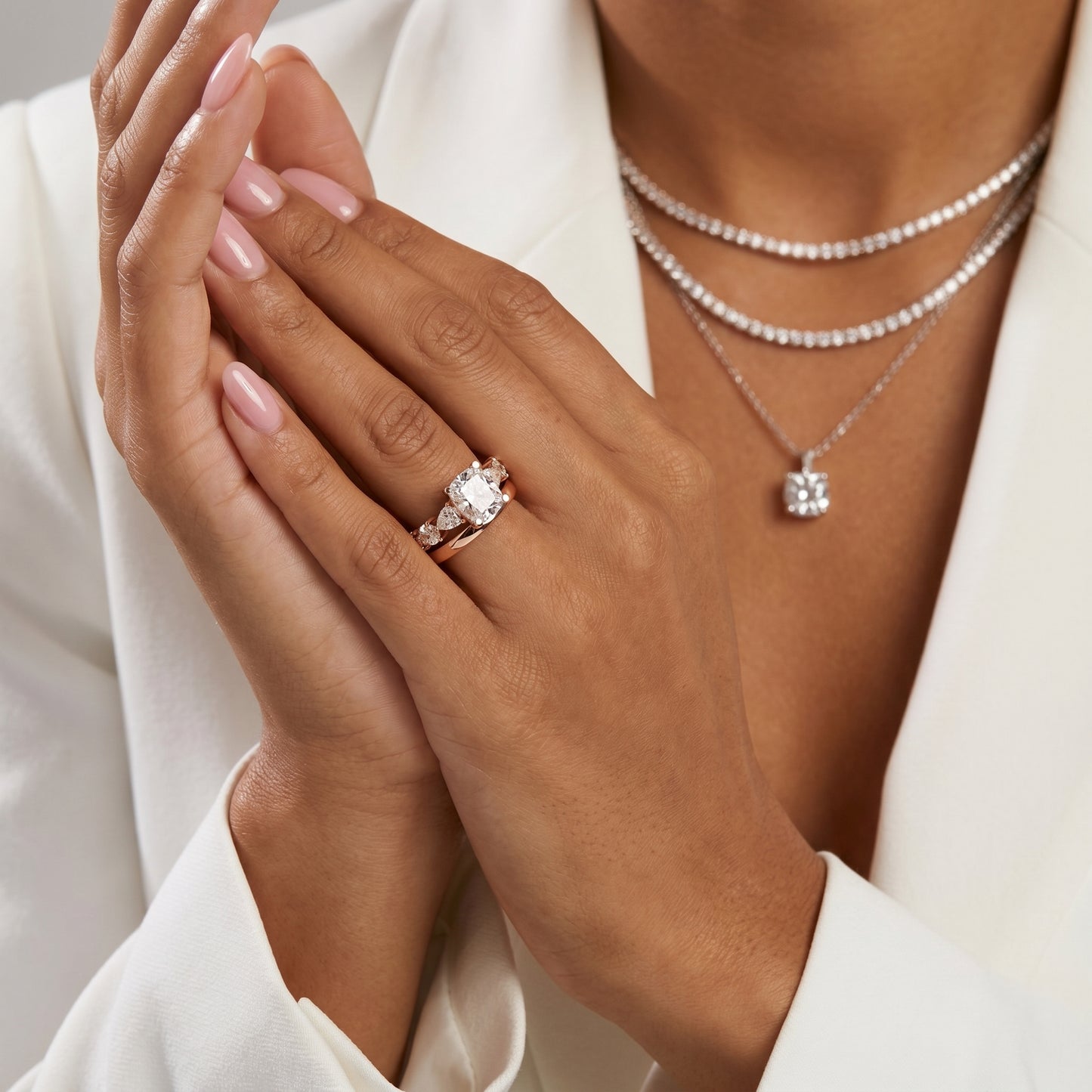 Cushion Cut Lab Grown Diamond Ring in Rose Gold