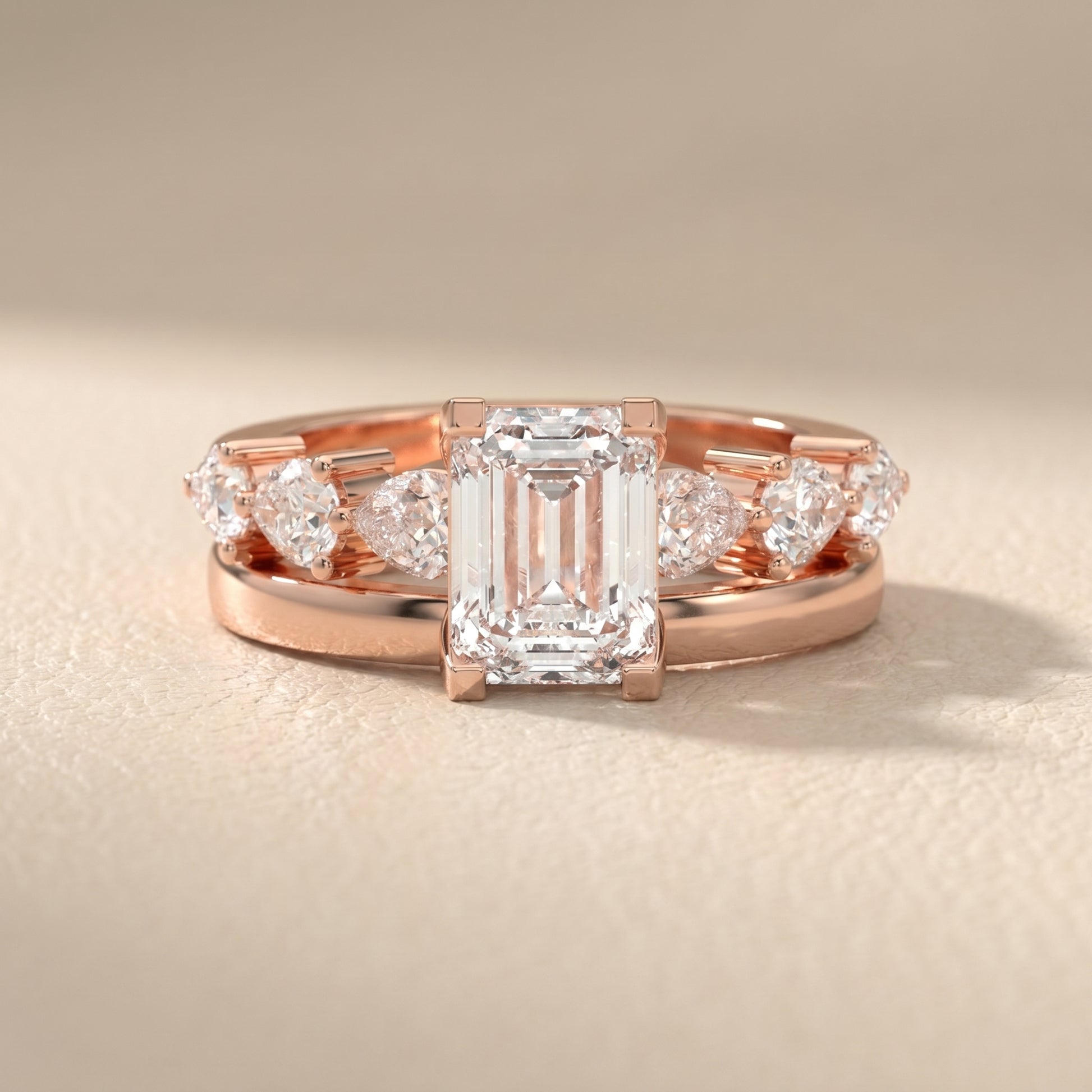 Emerald Cut Lab Grown Diamond Ring in Rose Gold