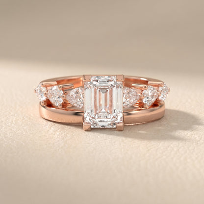 Emerald Cut Lab Grown Diamond Ring in Rose Gold