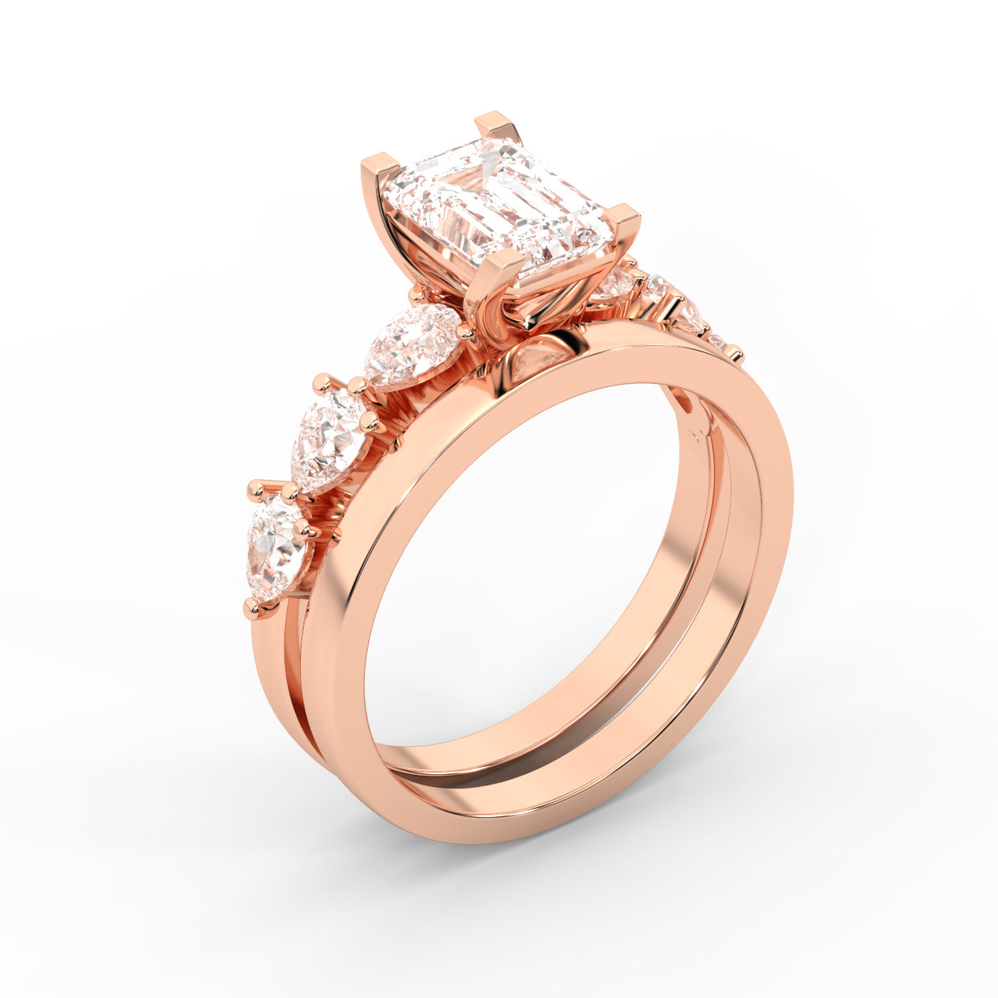 Emerald Cut Lab Grown Diamond Ring in Rose Gold