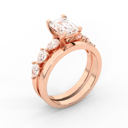 Emerald Cut Lab Grown Diamond Ring in Rose Gold