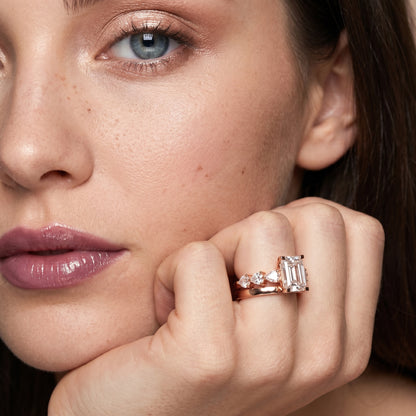 Emerald Cut Lab Grown Diamond Ring in Rose Gold
