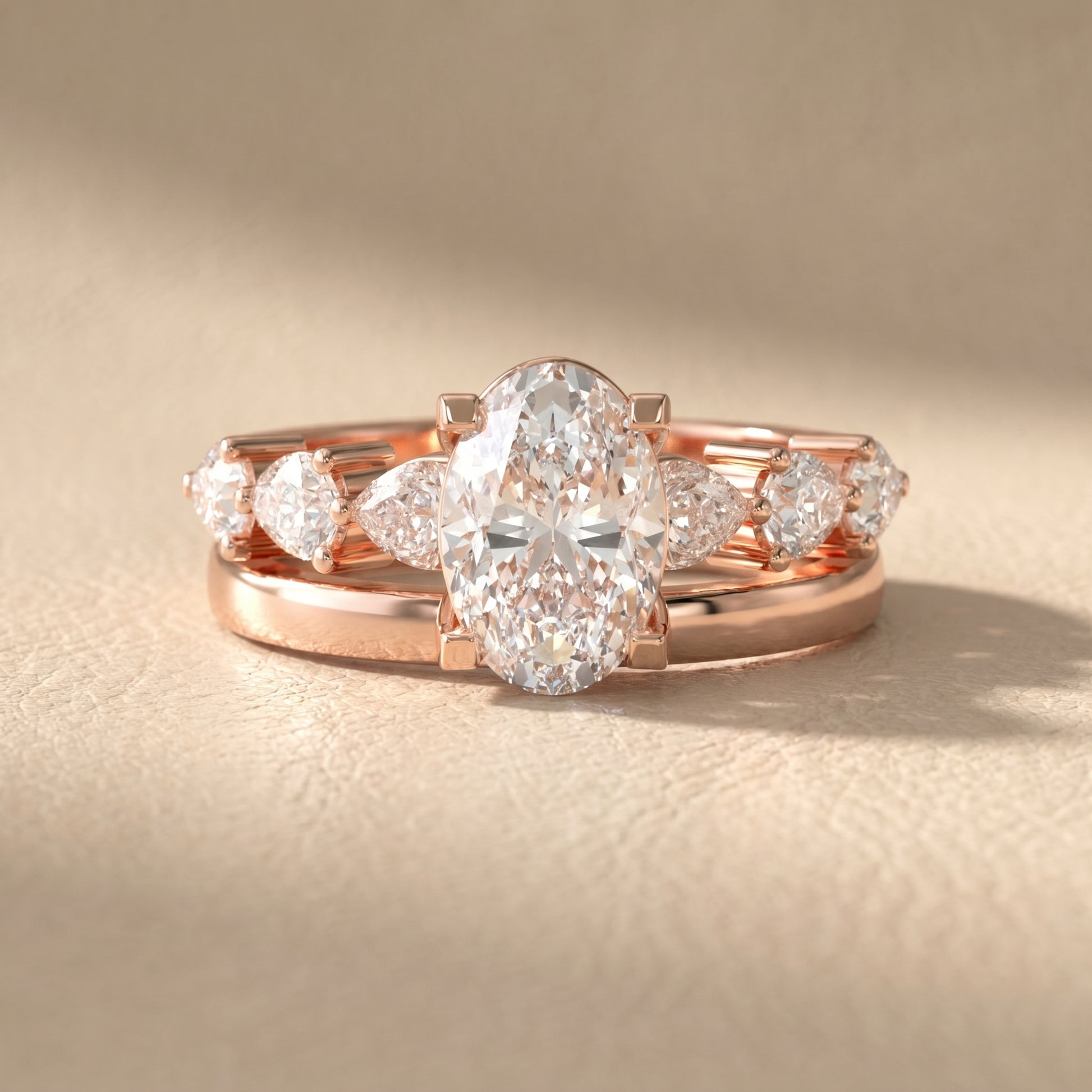 Oval Cut Lab Grown Diamond Ring in Rose Gold