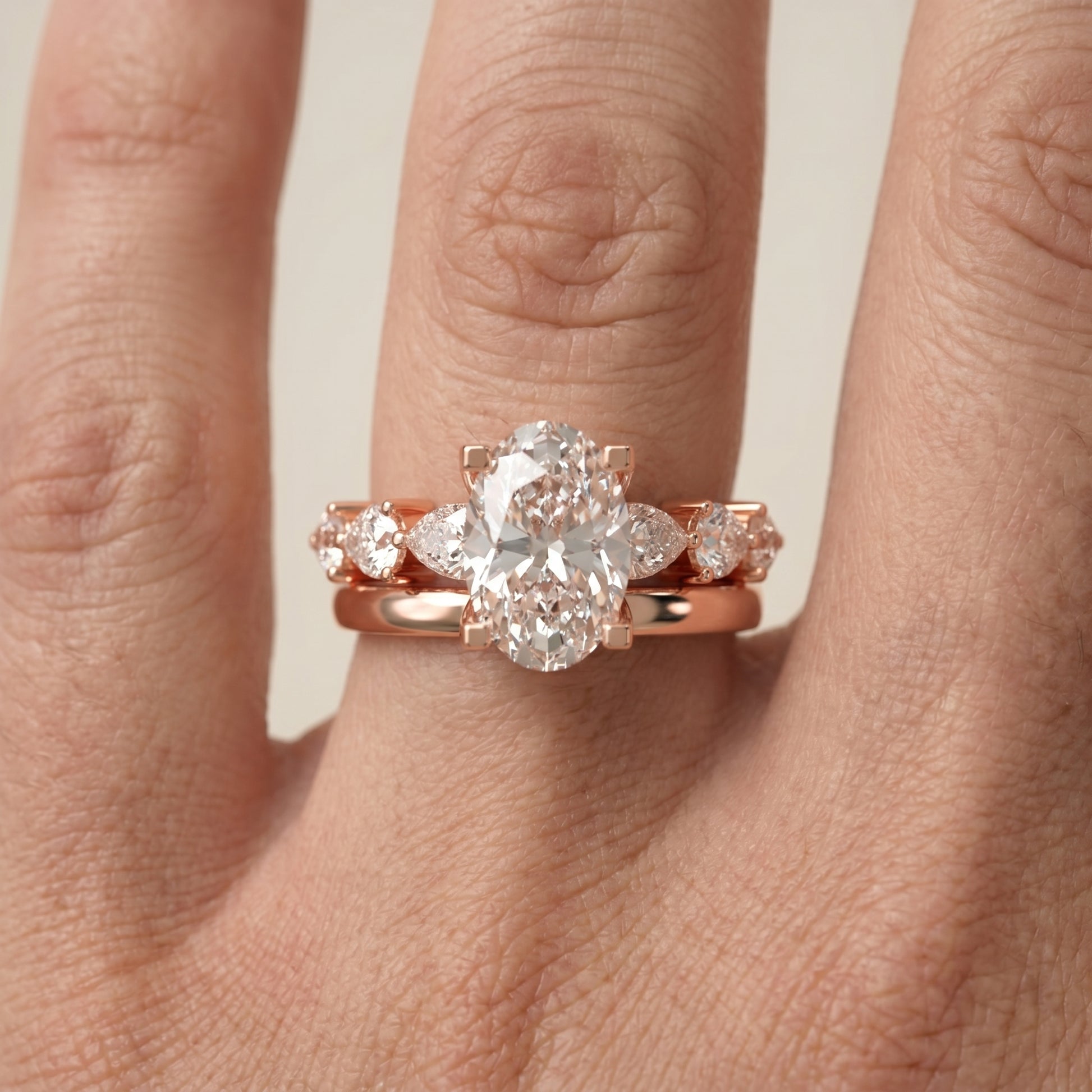 Oval Cut Lab Grown Diamond Ring in Rose Gold