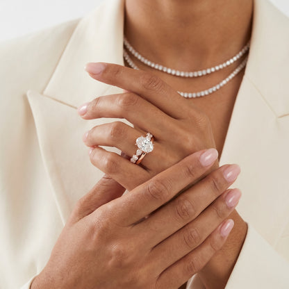 Oval Cut Lab Grown Diamond Ring in Rose Gold