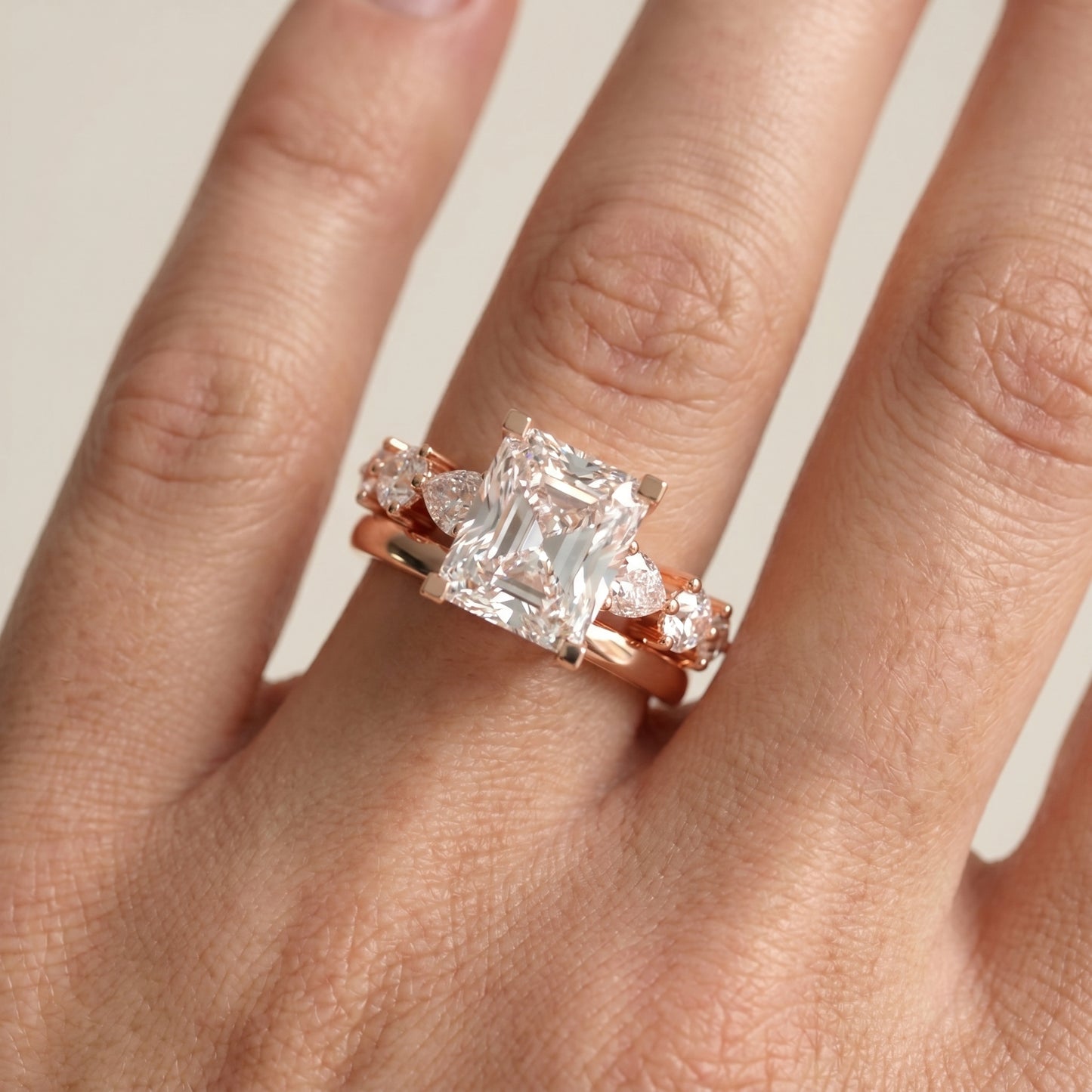 Radiant Cut Lab Grown Diamond Ring in Rose Gold