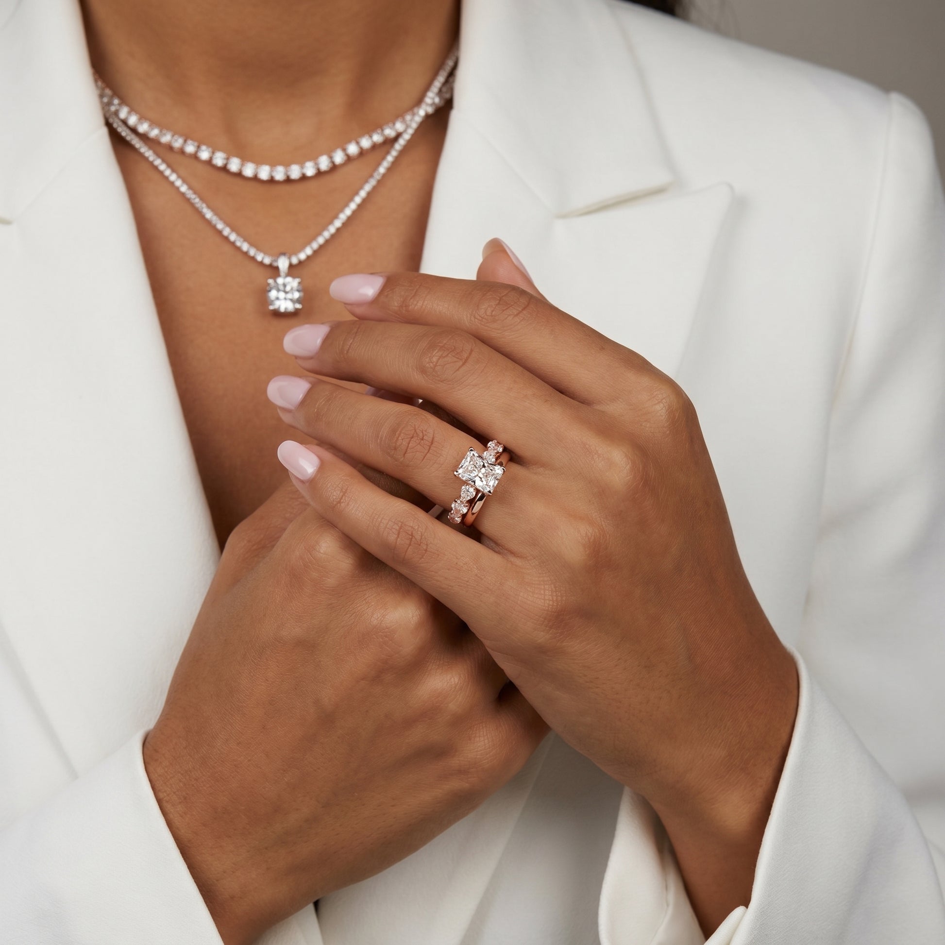 Radiant Cut Lab Grown Diamond Ring in Rose Gold