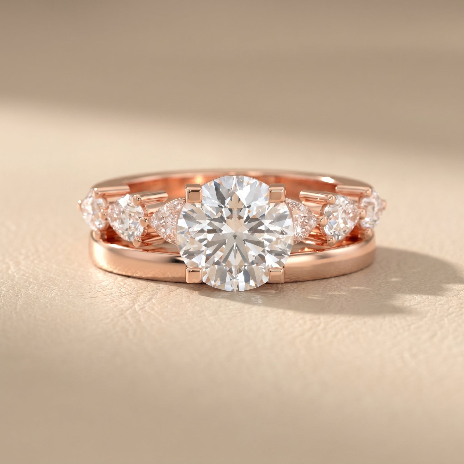 Round Cut Lab Grown Diamond Ring in Rose Gold