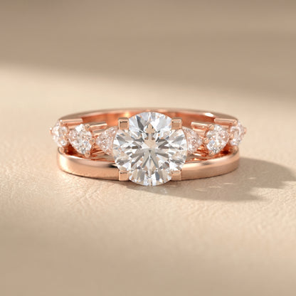 Round Cut Lab Grown Diamond Ring in Rose Gold