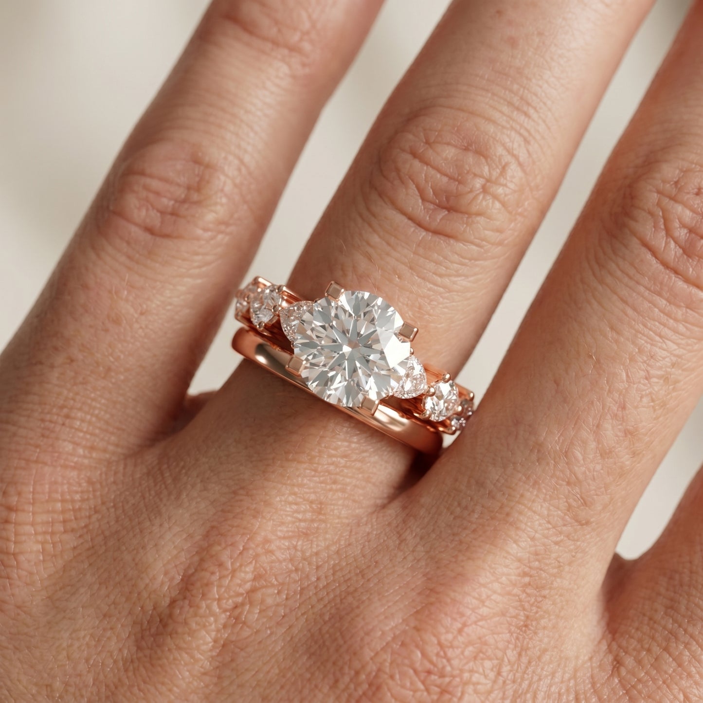 Round Cut Lab Grown Diamond Ring in Rose Gold
