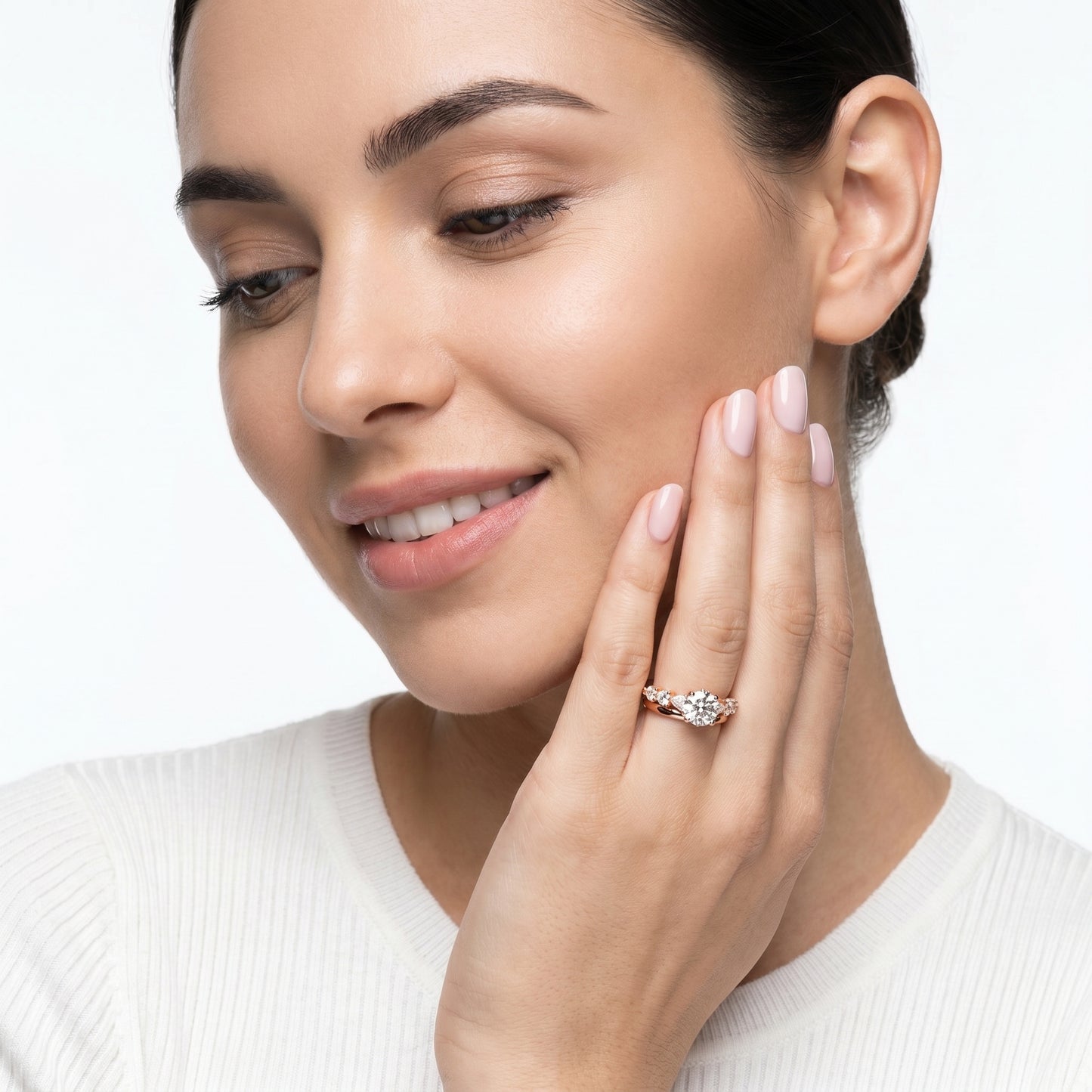 Round Cut Lab Grown Diamond Ring in Rose Gold