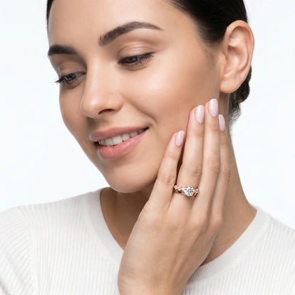 Round Cut Lab Grown Diamond Ring in Rose Gold