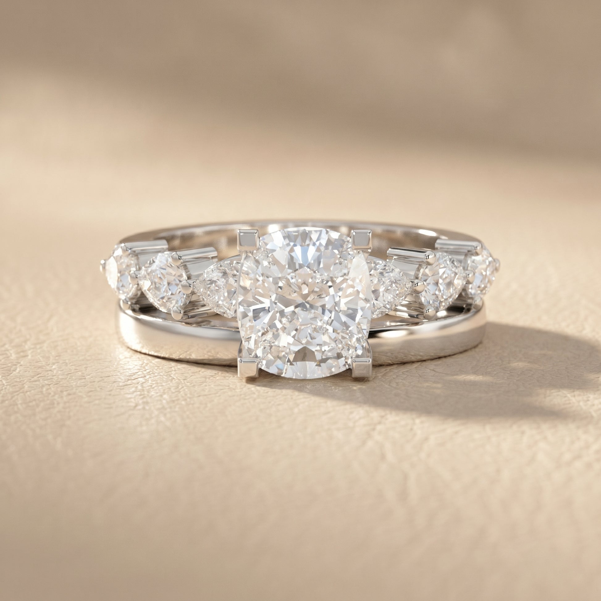 Cushion Cut Lab Grown Diamond Ring in White Gold