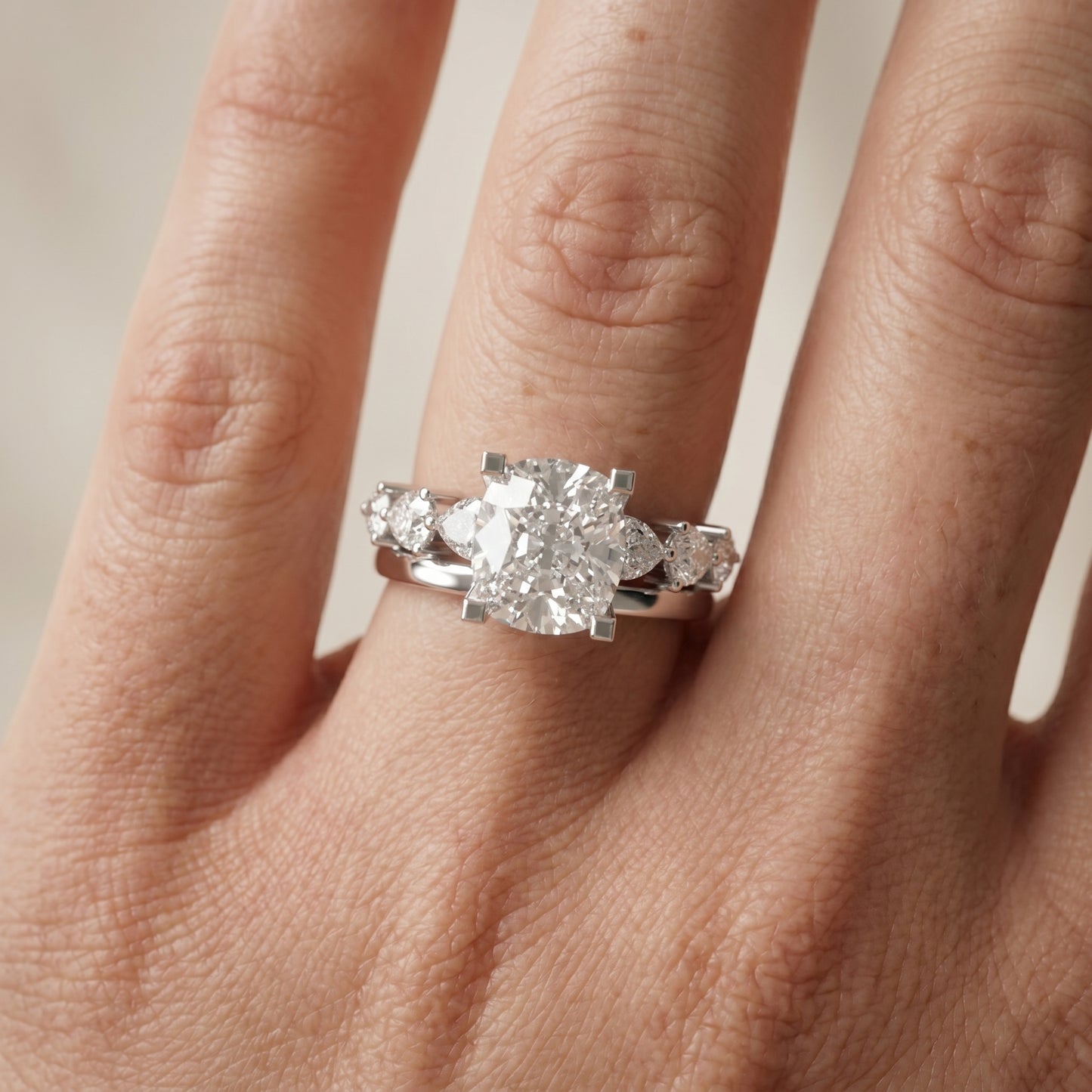Cushion Cut Lab Grown Diamond Ring in Silver