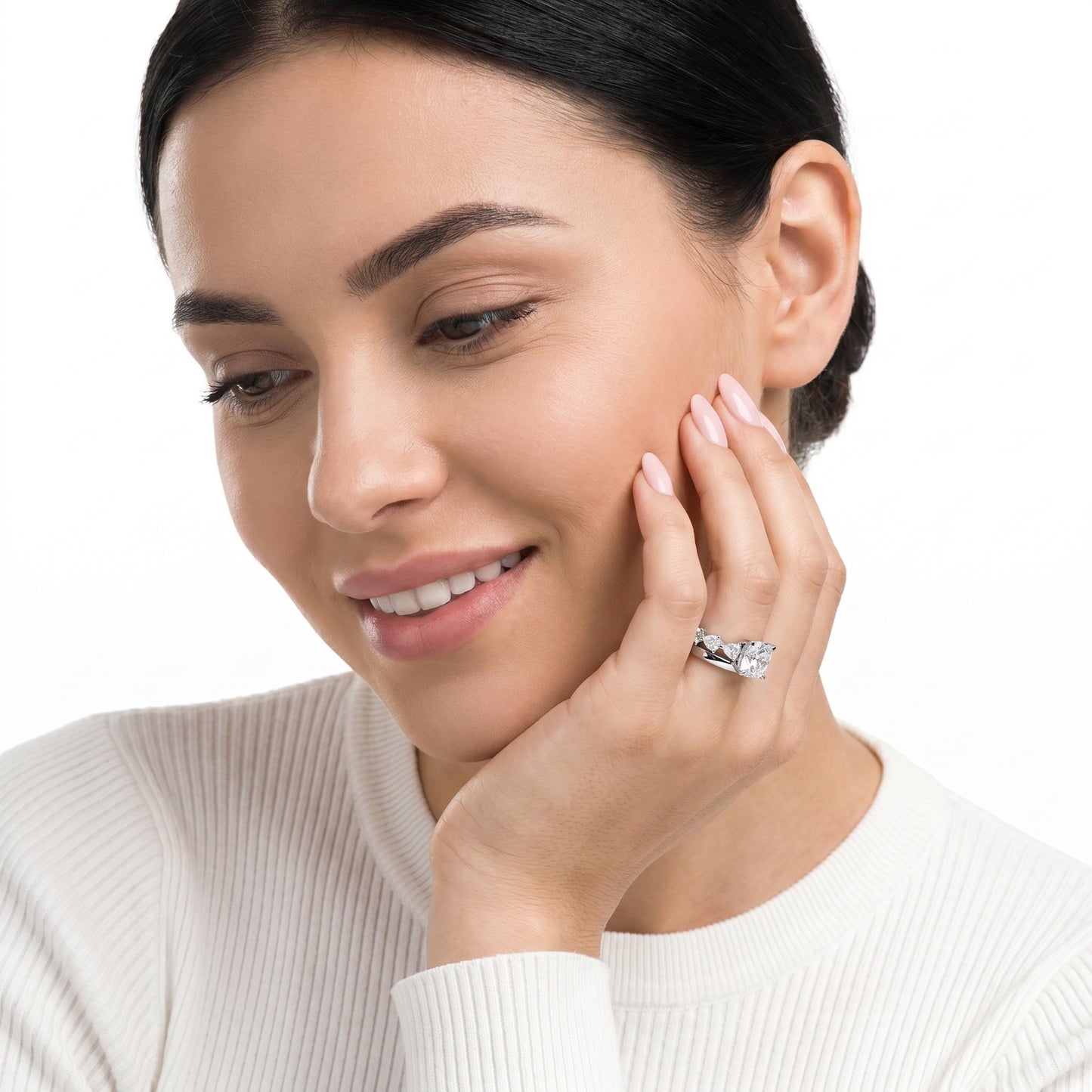 Cushion Cut Lab Grown Diamond Ring in Silver