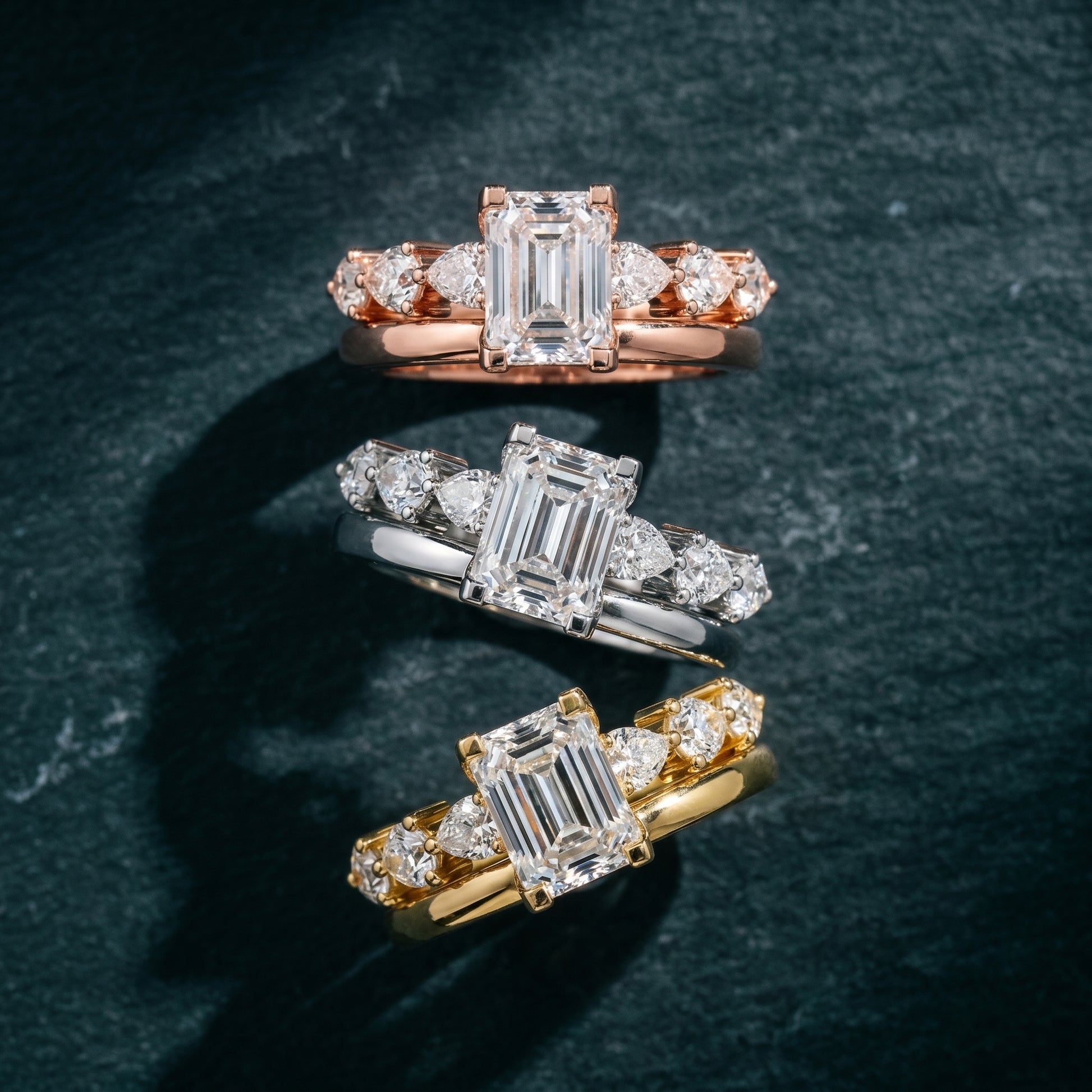 Emerald Cut Lab Grown Diamond Ring in White Gold