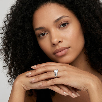 Emerald Cut Lab Grown Diamond Ring in Platinum