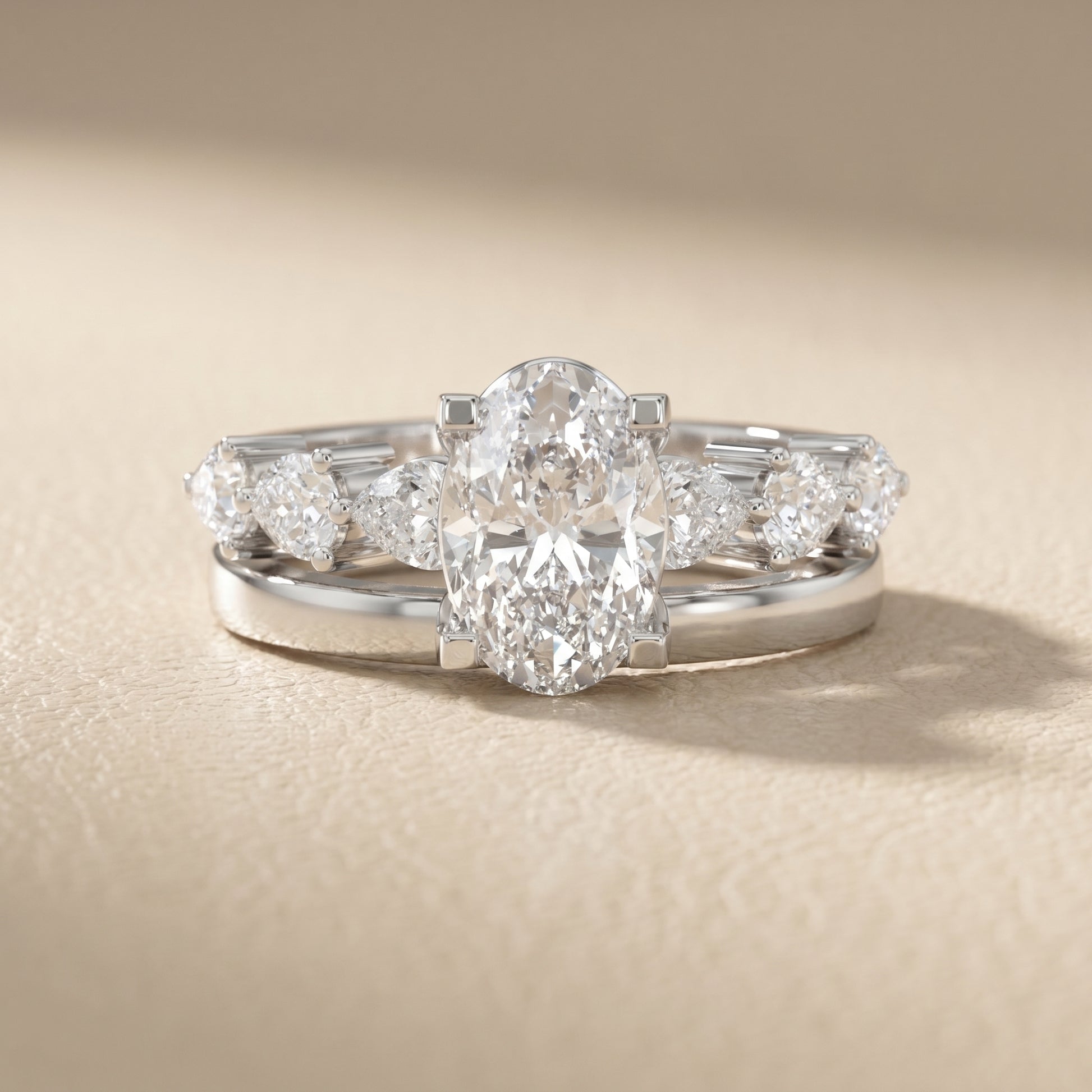 Oval Cut Lab Grown Diamond Ring in Platinum