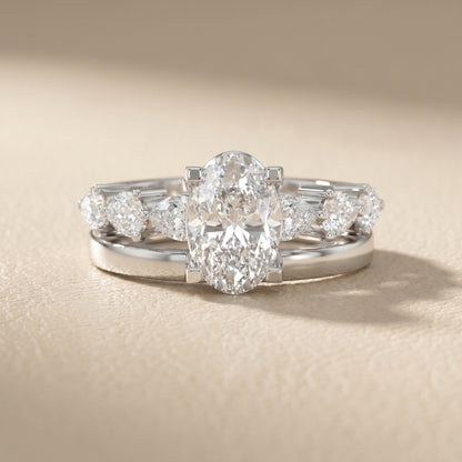 Oval Cut Lab Grown Diamond Ring in Platinum