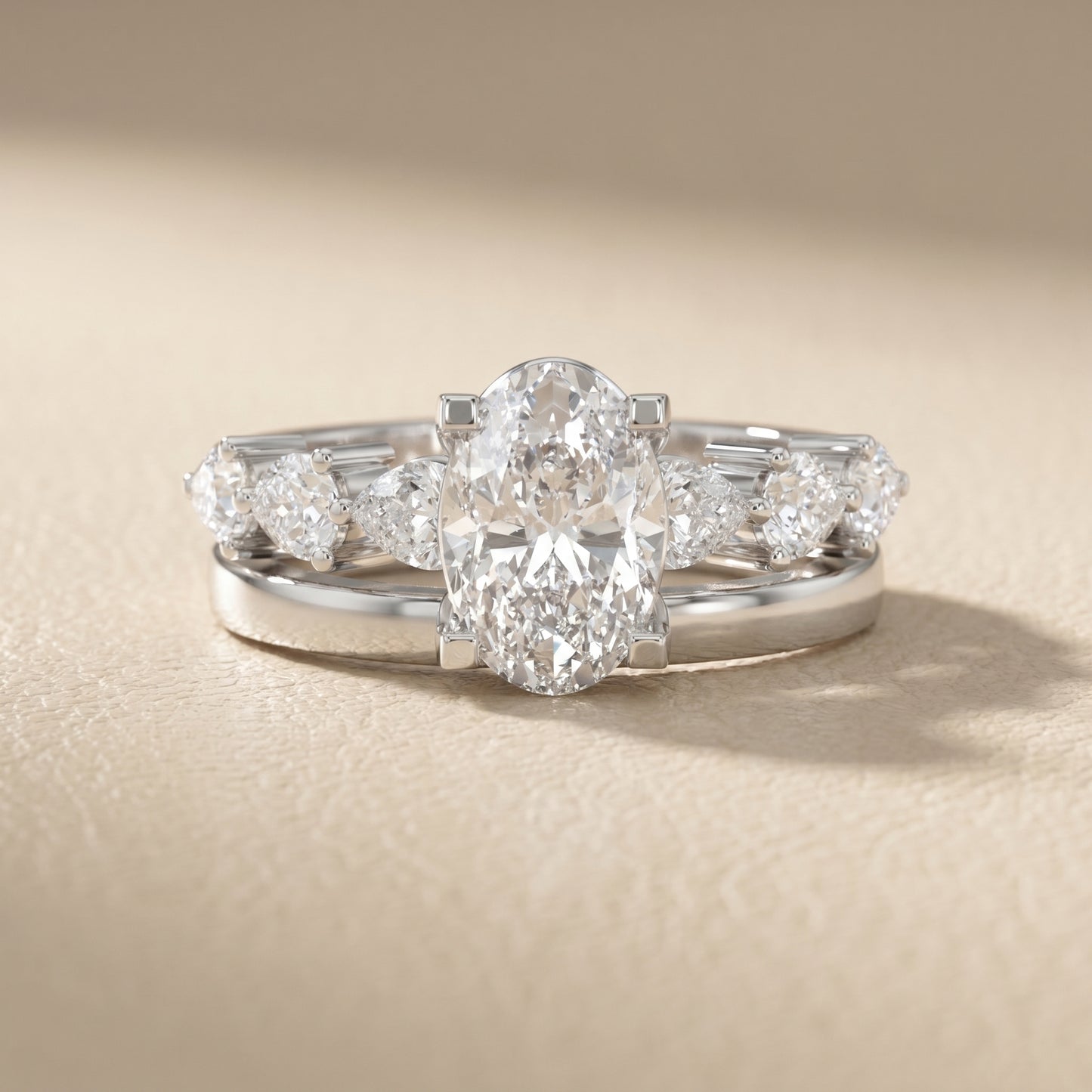 Oval Cut Lab Grown Diamond Ring in Silver