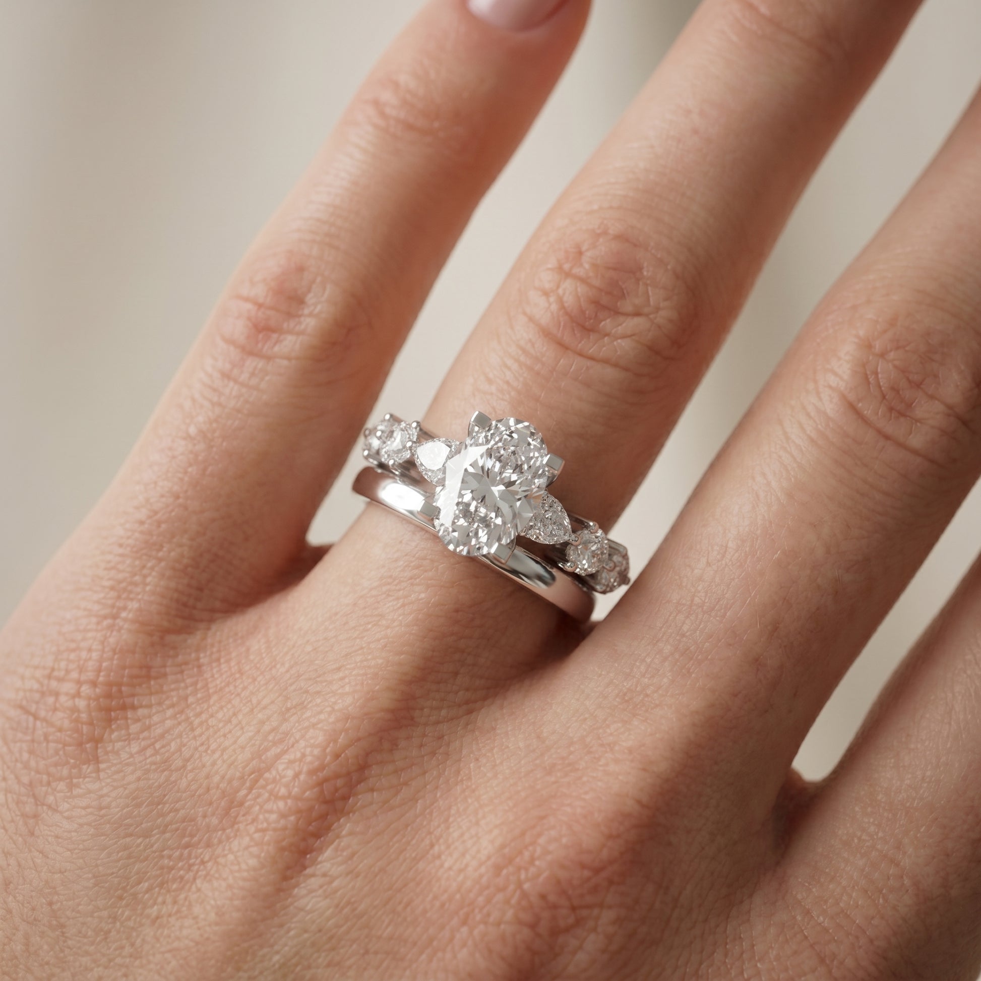Oval Cut Lab Grown Diamond Ring in Platinum