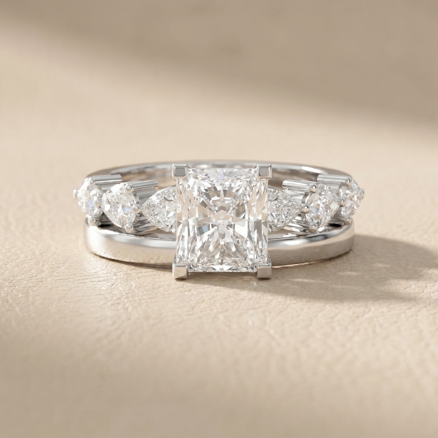 Radiant Cut Lab Grown Diamond Ring in Silver