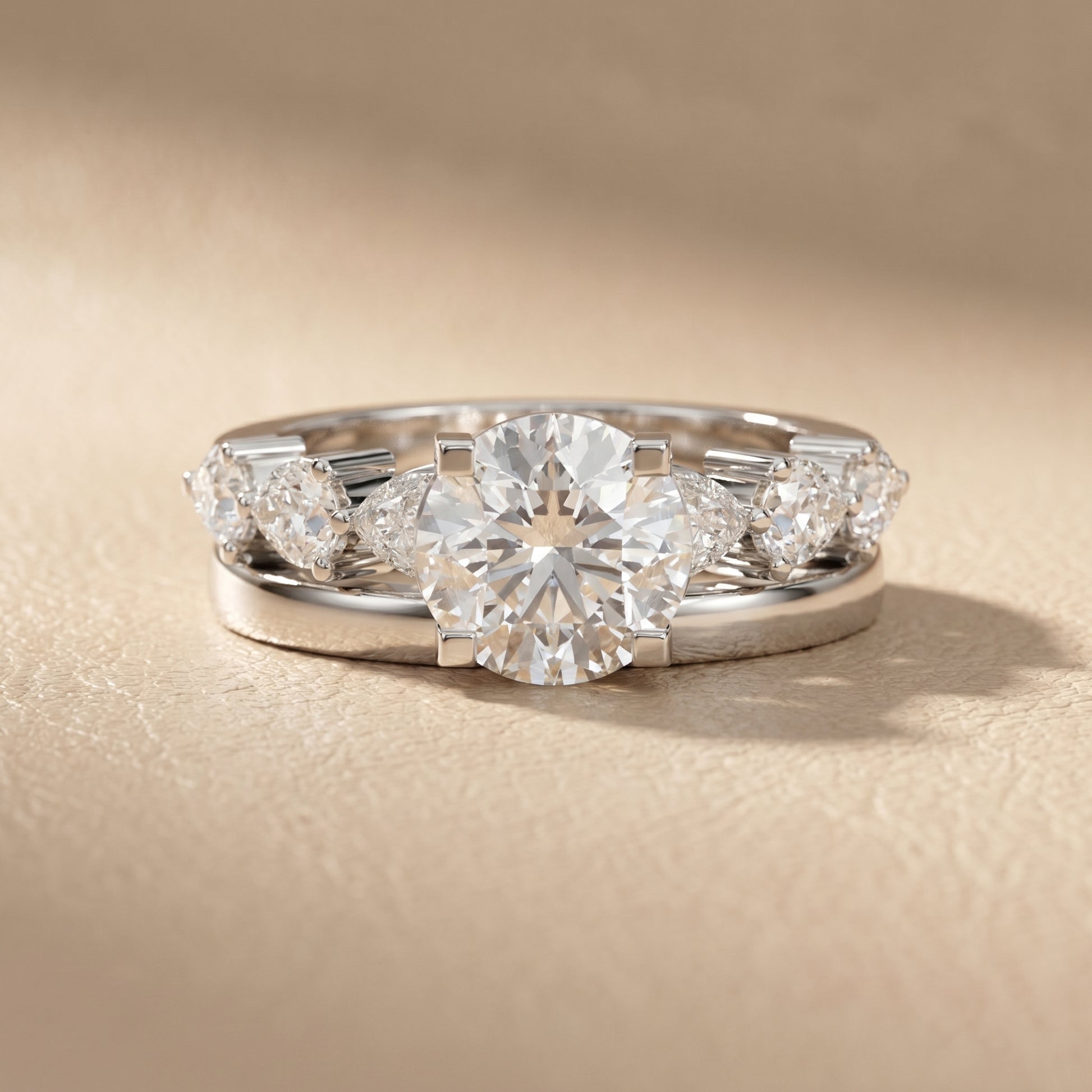 Round Cut Lab Grown Diamond Ring in White Gold