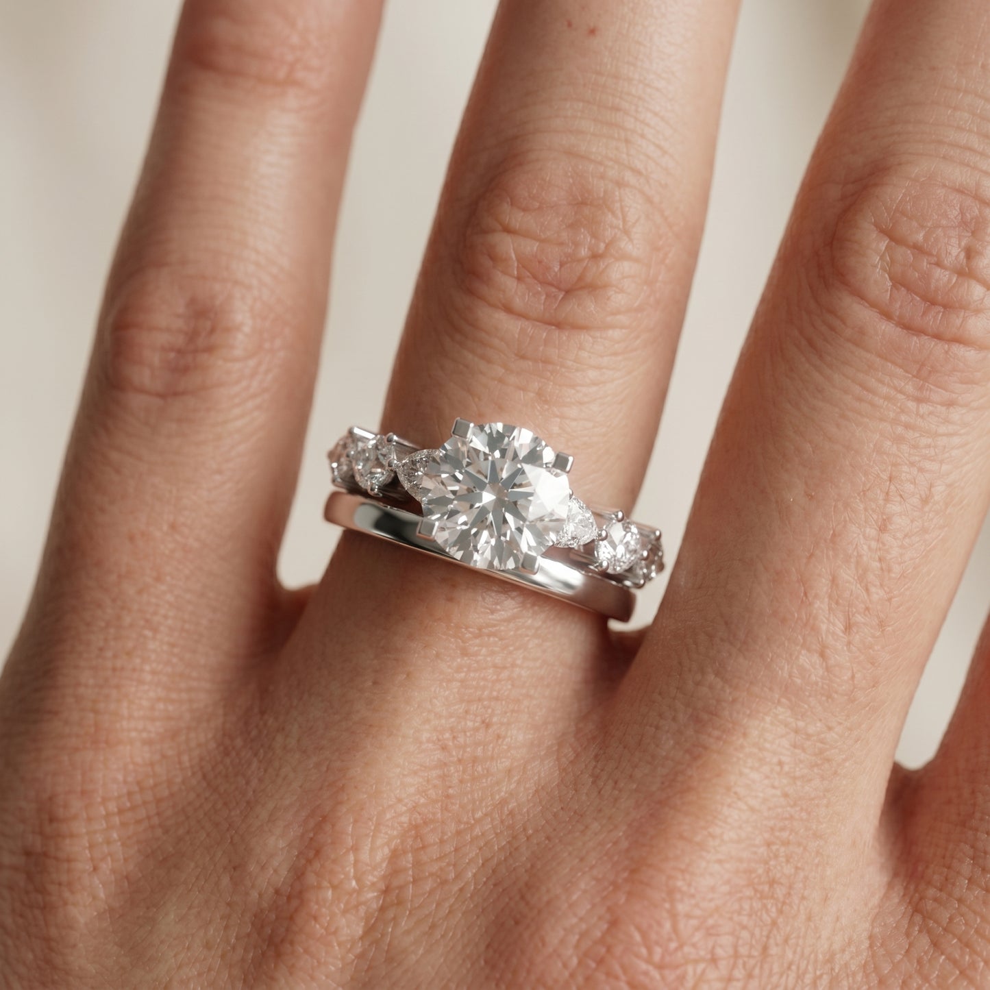 Round Cut Lab Grown Diamond Ring in White Gold