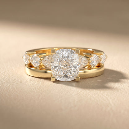 Cushion Cut Lab Grown Diamond Ring in Yellow Gold